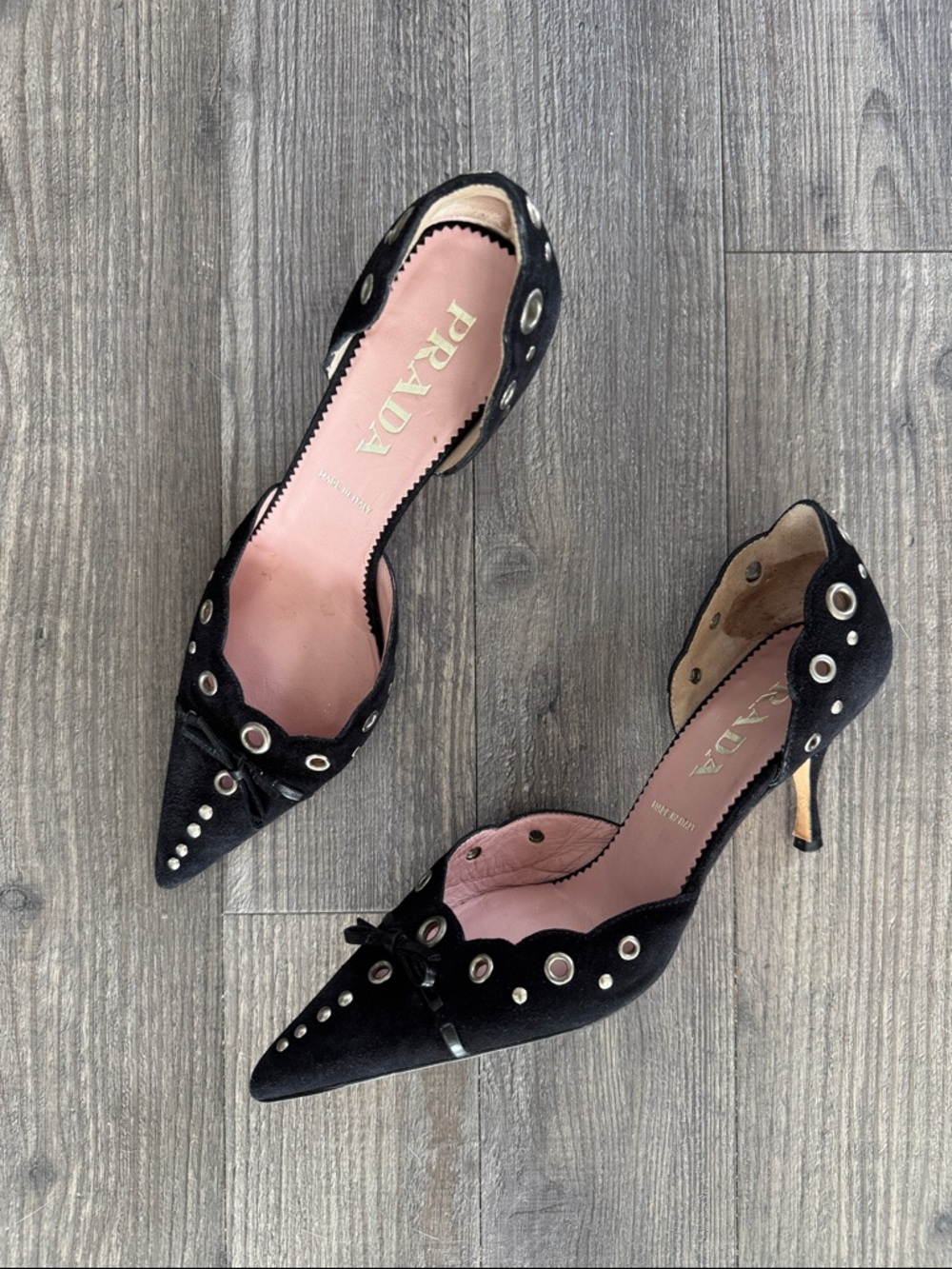 Prada Black Grommet Heels